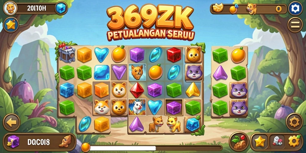 Tangkapan layar 369ZK menampilkan gameplay Match-3 yang seru.