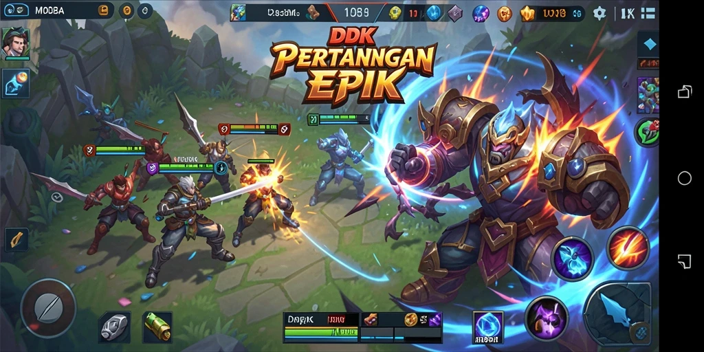 Tampilan gameplay MOBA DKK yang menegangkan dan mendebarkan.