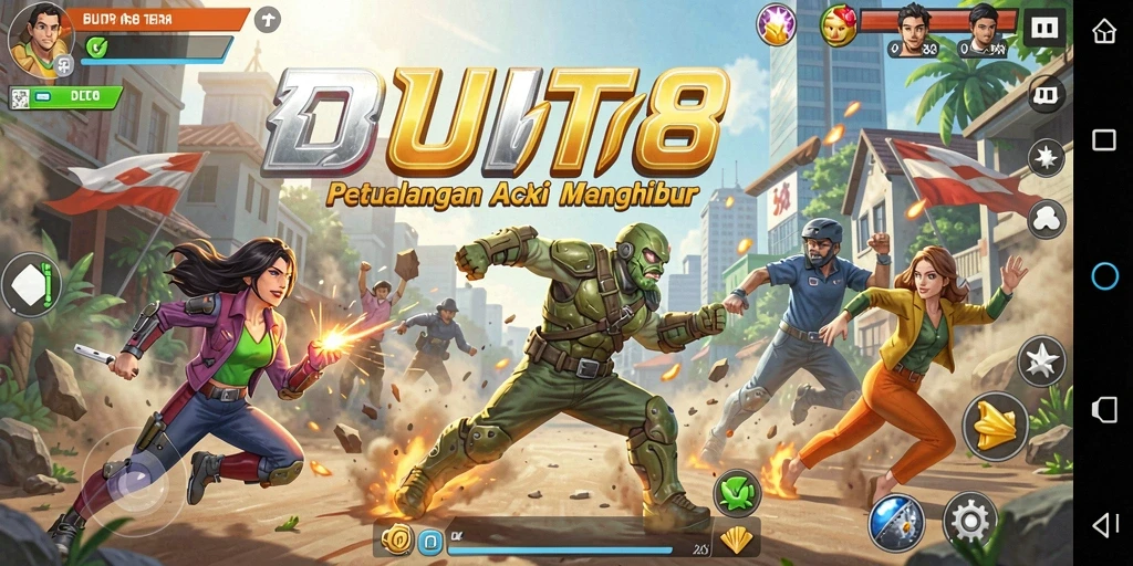 Screenshot gameplay DUIT8 menampilkan aksi seru dan karakter yang dinamis.