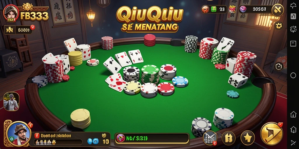 Tampilan menarik dari gameplay QiuQiu yang kompetitif dan seru.