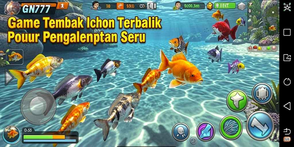 Screenshot gameplay yang menunjukkan aksi menangkap ikan dengan seru.