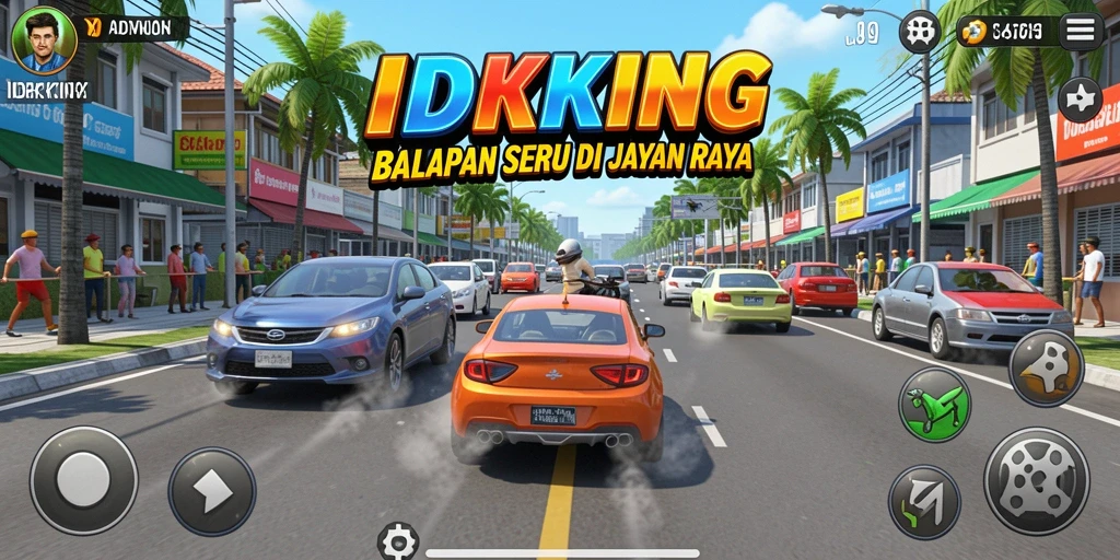 Gameplay balapan seru IDRKING dengan grafik menawan.