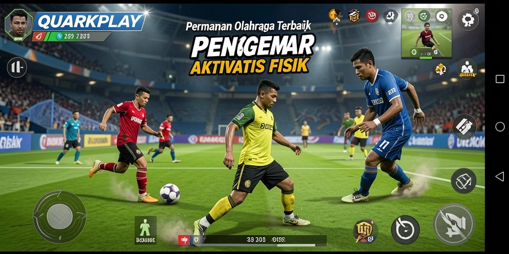 Screenshot utama menunjukkan berbagai olahraga dalam QUARKPLAY yang menarik.