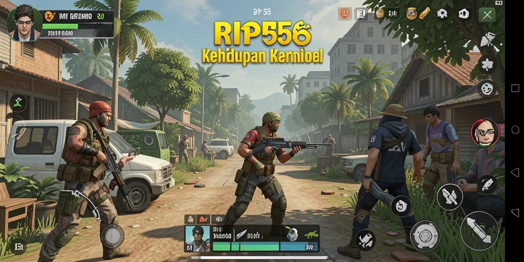 Tampilan gameplay RP55 dengan berbagai aktivitas simulasi kehidupan.