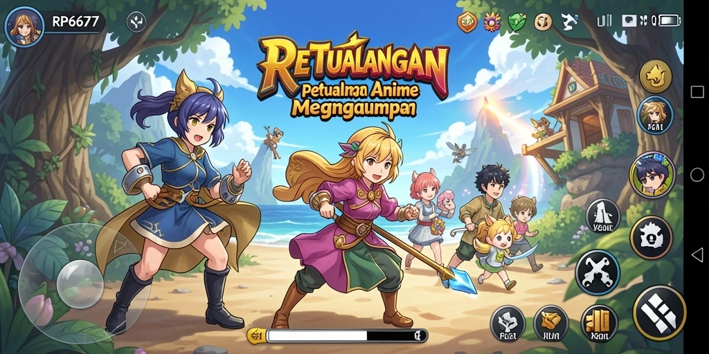 Tangkapan layar menunjukkan karakter anime yang beraksi dalam pertarungan seru.