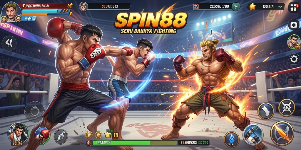 Screenshot SPIN88 menampilkan serunya pertarungan antar karakter.