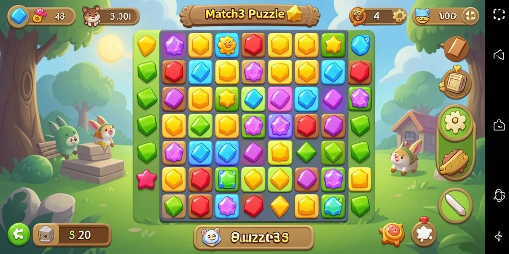 Screenshot gameplay V21 menampilkan keseruan permainan Match-3.