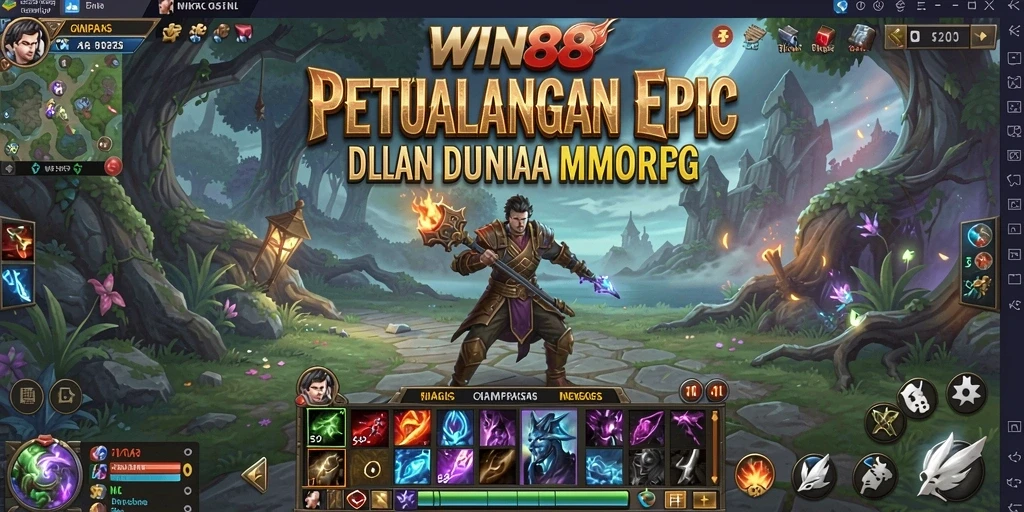 Tampilan gameplay epik di dunia fantasi WIN88.