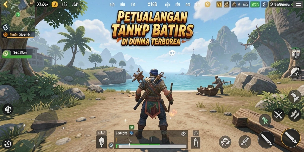 Screenshot X168 menampilkan pemain menjelajahi dunia terbuka yang luas.